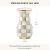 MACKENZIE-CHILDS Tall Enamel Vase, Unique Flower Vase Decor for Living Room, Wild Rose Slate(Sterling Check)