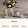 MACKENZIE-CHILDS Tall Enamel Vase, Unique Flower Vase Decor for Living Room, Wild Rose Slate(Violet Check)