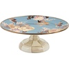 MACKENZIE-CHILDS Enamel Pedestal Platter, Round Cake Stand, Mini, Wild Rose Slate(Slate Wild Rose)