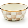 MACKENZIE-CHILDS Enamel Pinch Bowl, Small Bowl for Cooking Ingredients, 1.5-Cup Capacity, Wild Rose Mauve(Mocha Check)