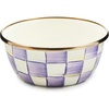 MACKENZIE-CHILDS Enamel Pinch Bowl, Small Bowl for Cooking Ingredients, 1.5-Cup Capacity, Wild Rose Mauve(Violet Check)