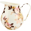 MACKENZIE-CHILDS Enamel Pitcher with Spout, Decorative Water Pitcher, 3 Quarts, Wild Rose Mauve(White Wild Rose)