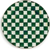 MACKENZIE-CHILDS Enamel Serving Platter, Decorative Serving Platter for Food, 16 Inches, Wild Rose Slate(Emerald Check)