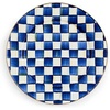MACKENZIE-CHILDS Enamel Serving Platter, Decorative Serving Platter for Food, 16 Inches, Wild Rose Slate(Royal Check)