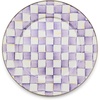 MACKENZIE-CHILDS Enamel Serving Platter, Decorative Serving Platter for Food, 16 Inches, Wild Rose Slate(Violet Check)