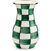 MACKENZIE-CHILDS Tall Enamel Vase, Unique Flower Vase Decor for Living Room, Wild Rose Slate(Emerald Check)