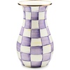 MACKENZIE-CHILDS Tall Enamel Vase, Unique Flower Vase Decor for Living Room, Wild Rose Slate(Violet Check)