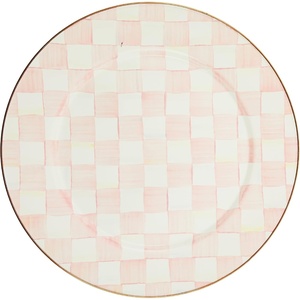 MACKENZIE-CHILDS Enamel Serving Platter, Decorative Serving Platter for Food, 16 Inches, Wild Rose Slate(Rosy Check)