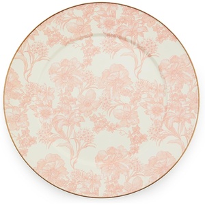 MACKENZIE-CHILDS Enamel Serving Platter, Decorative Serving Platter for Food, 16 Inches, Wild Rose Slate(Rosy English Garden)