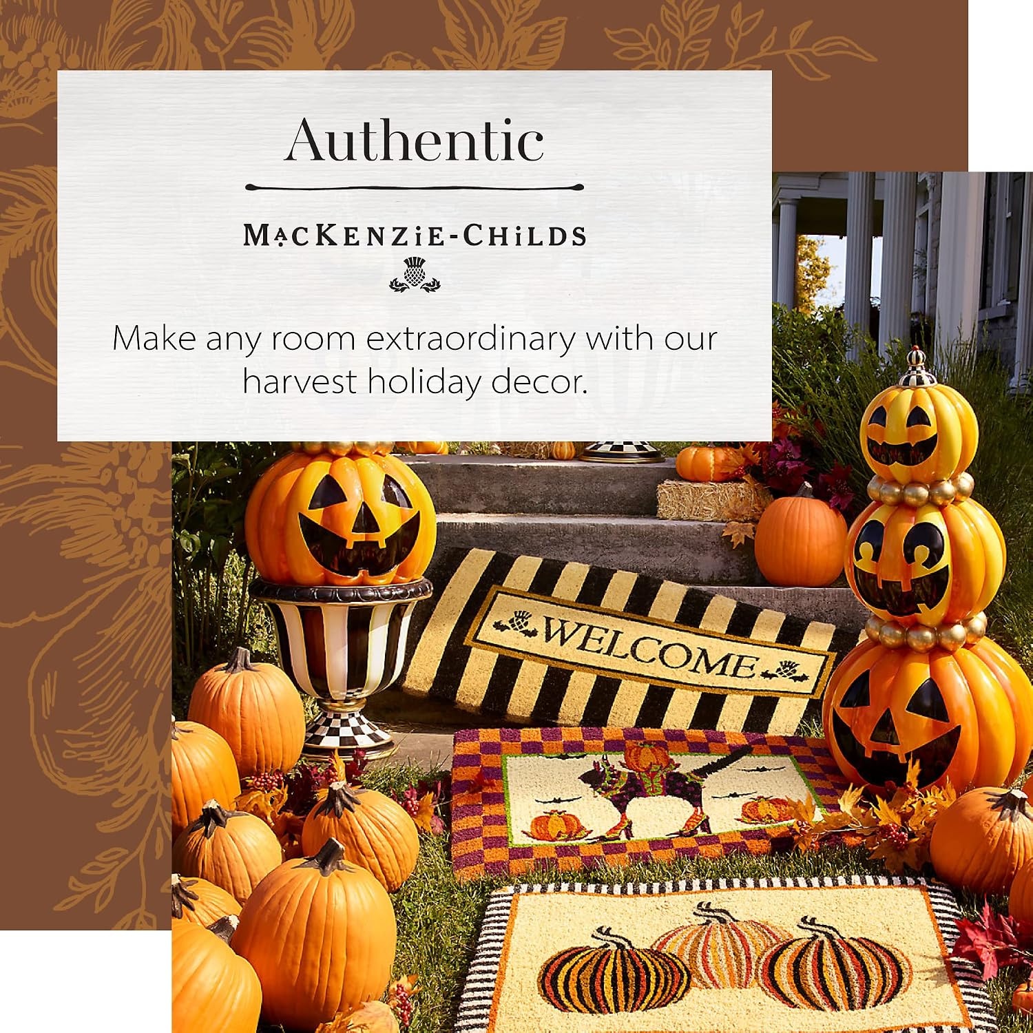 image:imageMACKENZIECHILDS Autumn Pumpkins Entrance Mat Front Door Mat Cute Welcome Mat
