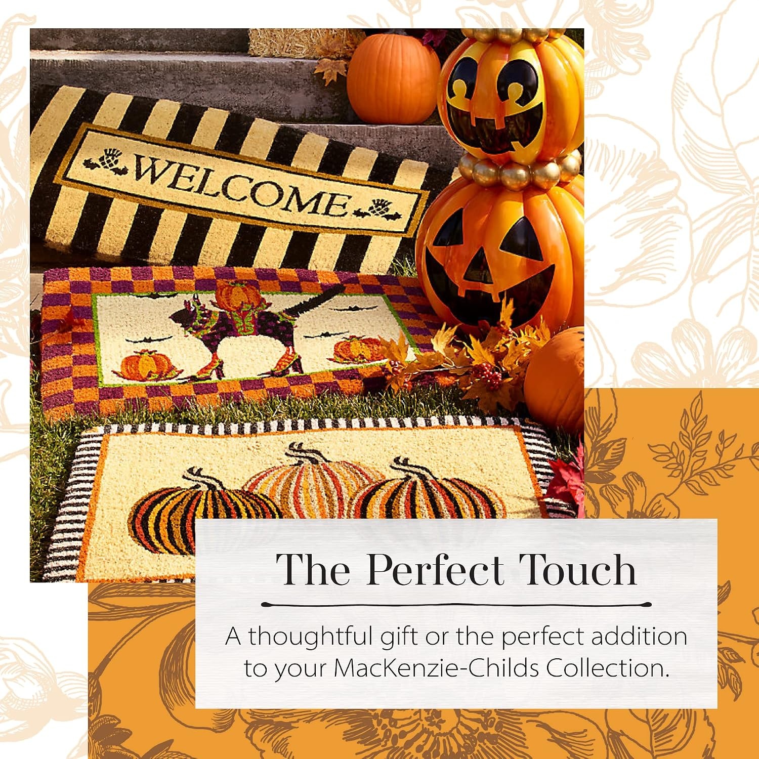 image:imageMACKENZIECHILDS Autumn Pumpkins Entrance Mat Front Door Mat Cute Welcome Mat