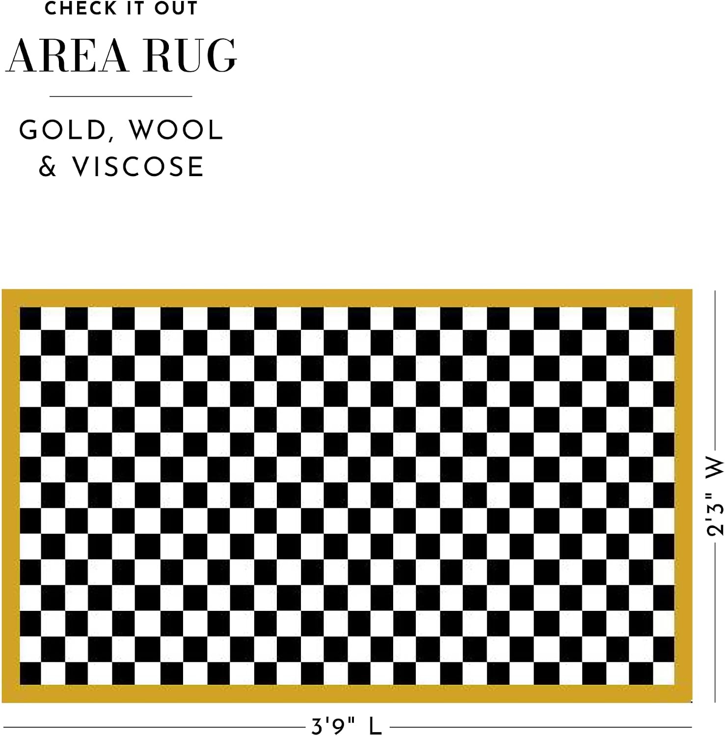 image:imageMACKENZIECHILDS Check it Out Rug Wool Rug for Bedroom and Kitchen Use 23 x 3 9 Gold