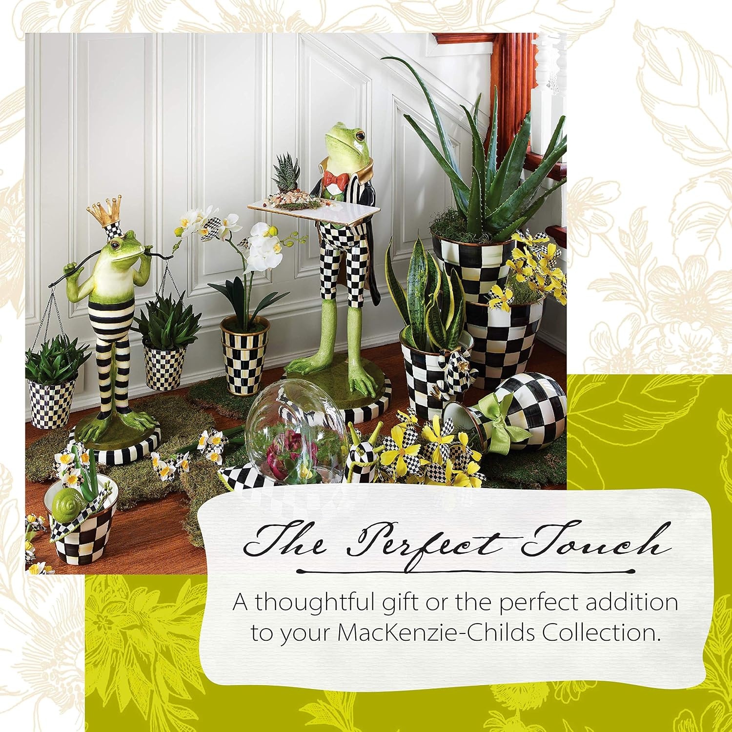 image:imageMACKENZIECHILDS Courtly Check Garden Pot BlackandWhite Decorative Indoor Planter Medium