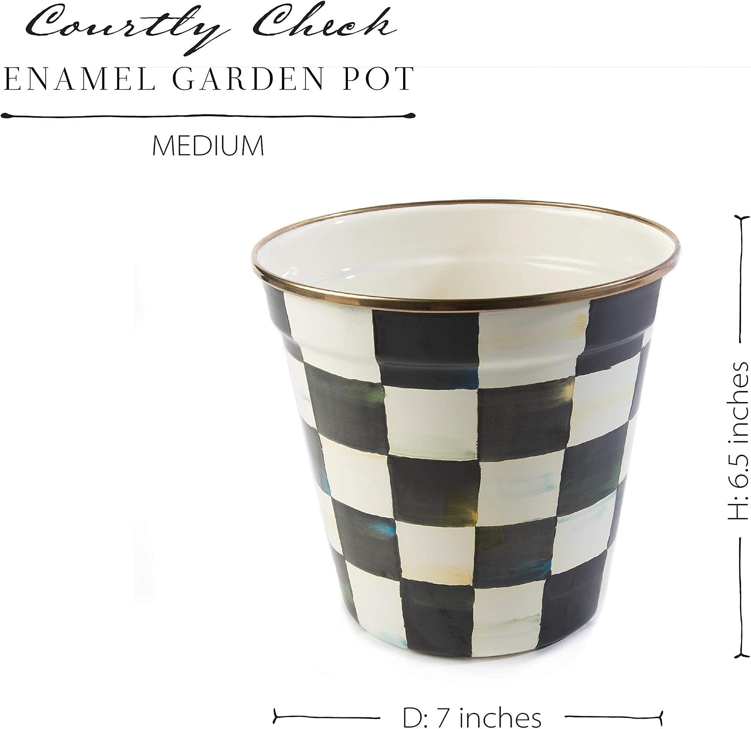 image:imageMACKENZIECHILDS Courtly Check Garden Pot BlackandWhite Decorative Indoor Planter Medium