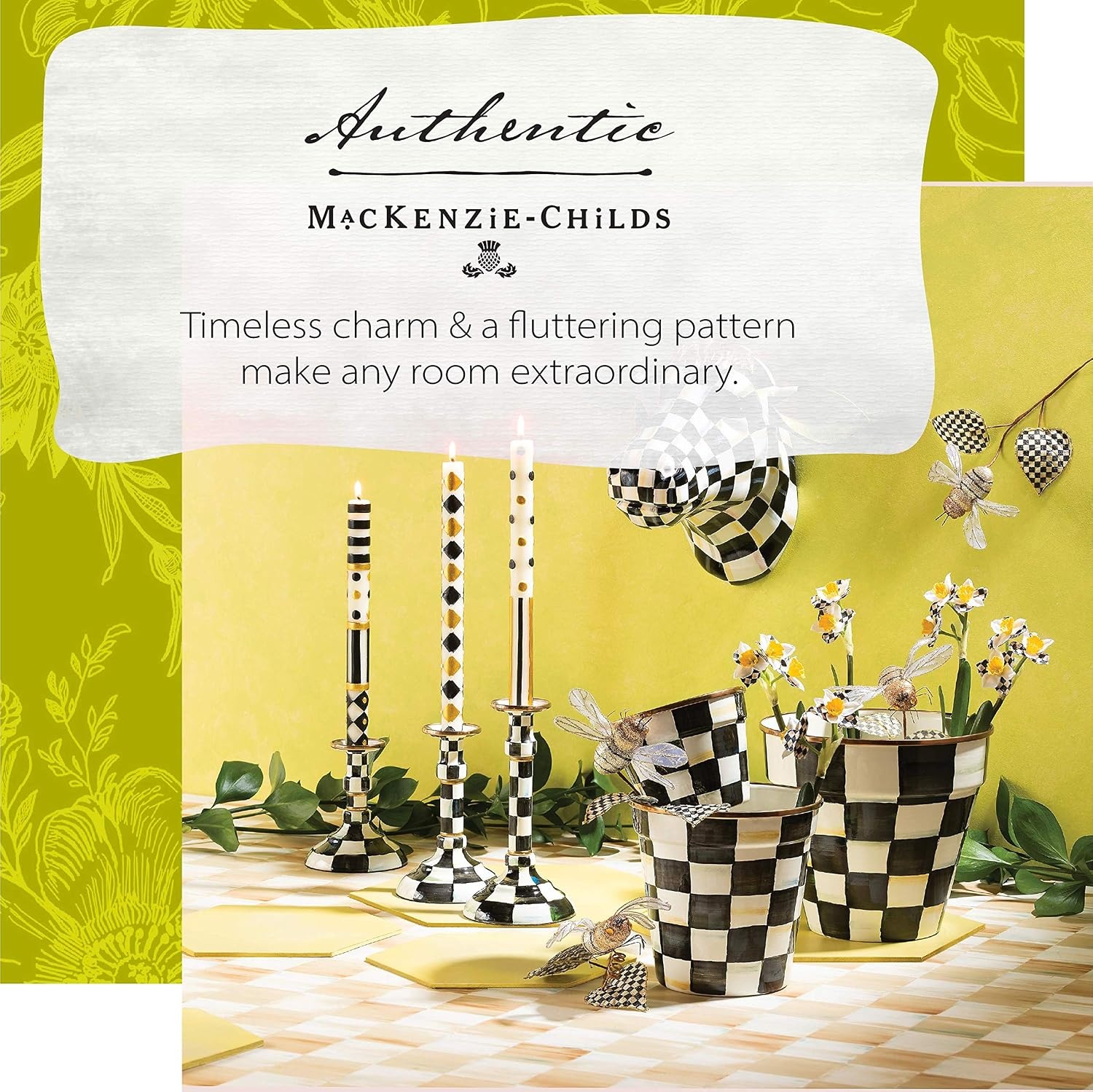 image:imageMACKENZIECHILDS Courtly Check Garden Pot BlackandWhite Decorative Indoor Planter Medium