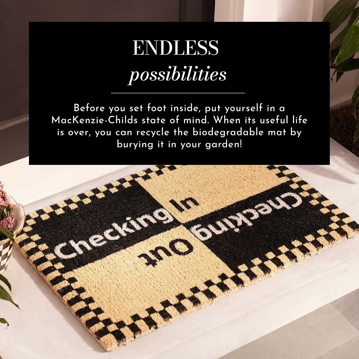 image:imageMACKENZIECHILDS Entrance Mat Decorative Outdoor Front Door Mat Coir Door Mat Checking in Checking Out