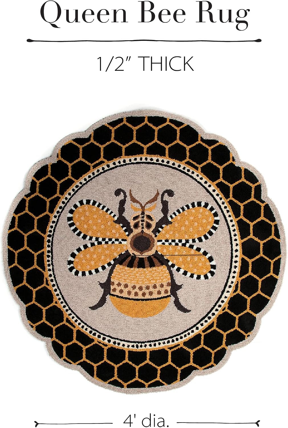 image:imageMACKENZIECHILDS Round Rug Soft Circle Rug for Cute Room Decor Queen Bee 4 Round