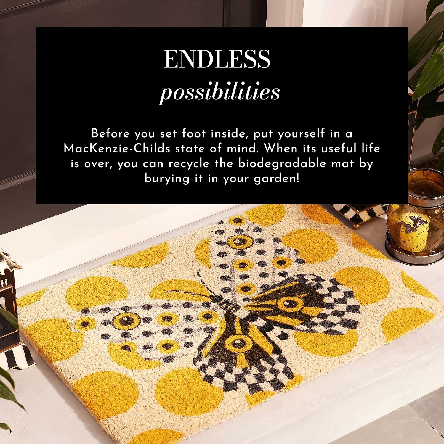 image:imageMACKENZIECHILDS Spot On Butterfly Entrance Mat Outdoor FrontDoor Mat
