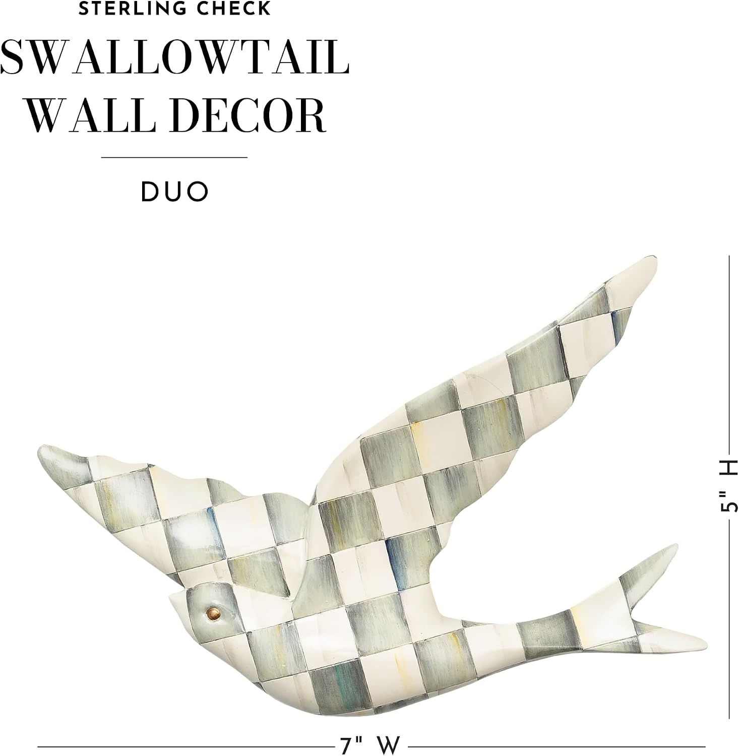 image:imageMACKENZIECHILDS Sterling Check Swallowtail Duo Wall Decor BirdShaped Hanging Wall Art