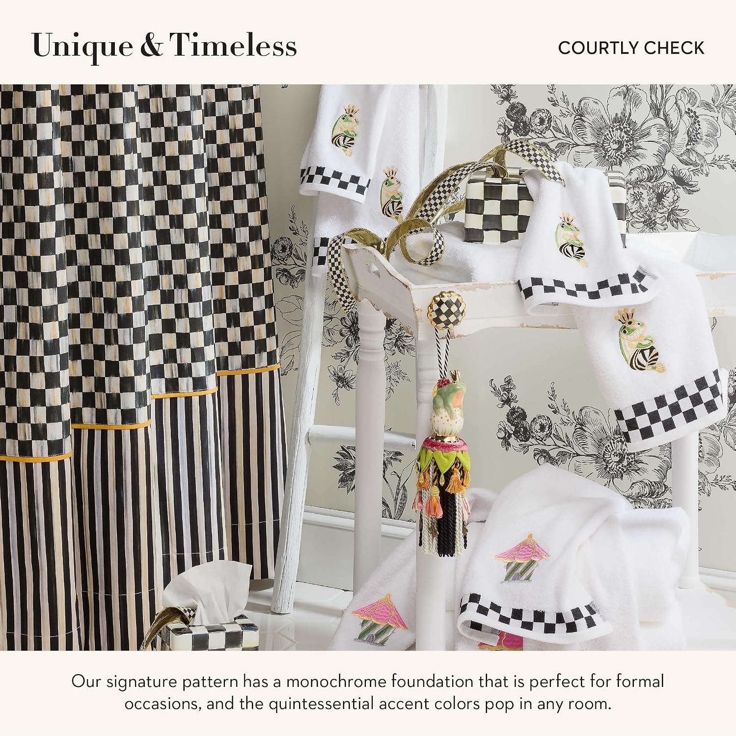image:imageMACKENZIECHILDS TissueBox Cover Tissue Holder for Home Decor BlackandWhite Courtly Check RectangleCourtly Check