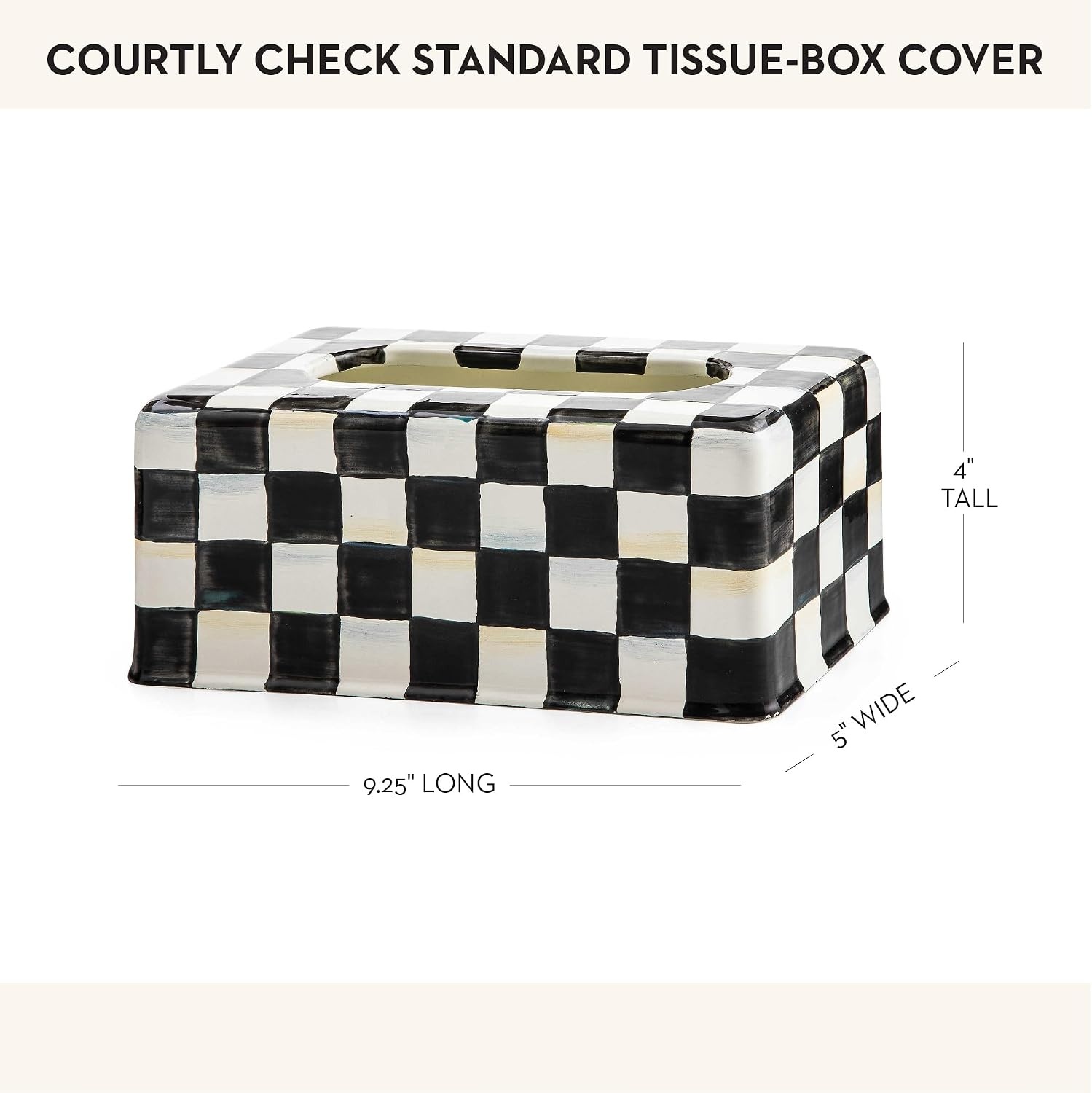image:imageMACKENZIECHILDS TissueBox Cover Tissue Holder for Home Decor BlackandWhite Courtly Check RectangleCourtly Check