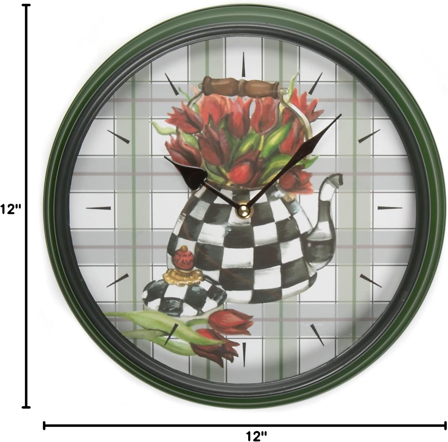 image:imageMACKENZIECHILDS Wall Clock Decorative Clock for Home or Office Tea Kettle Bouquet