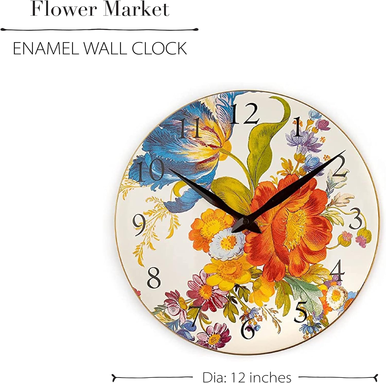 image:imageMACKENZIECHILDS Wall Clock Decorative Clock for Kitchen and Living Room White Flower Market