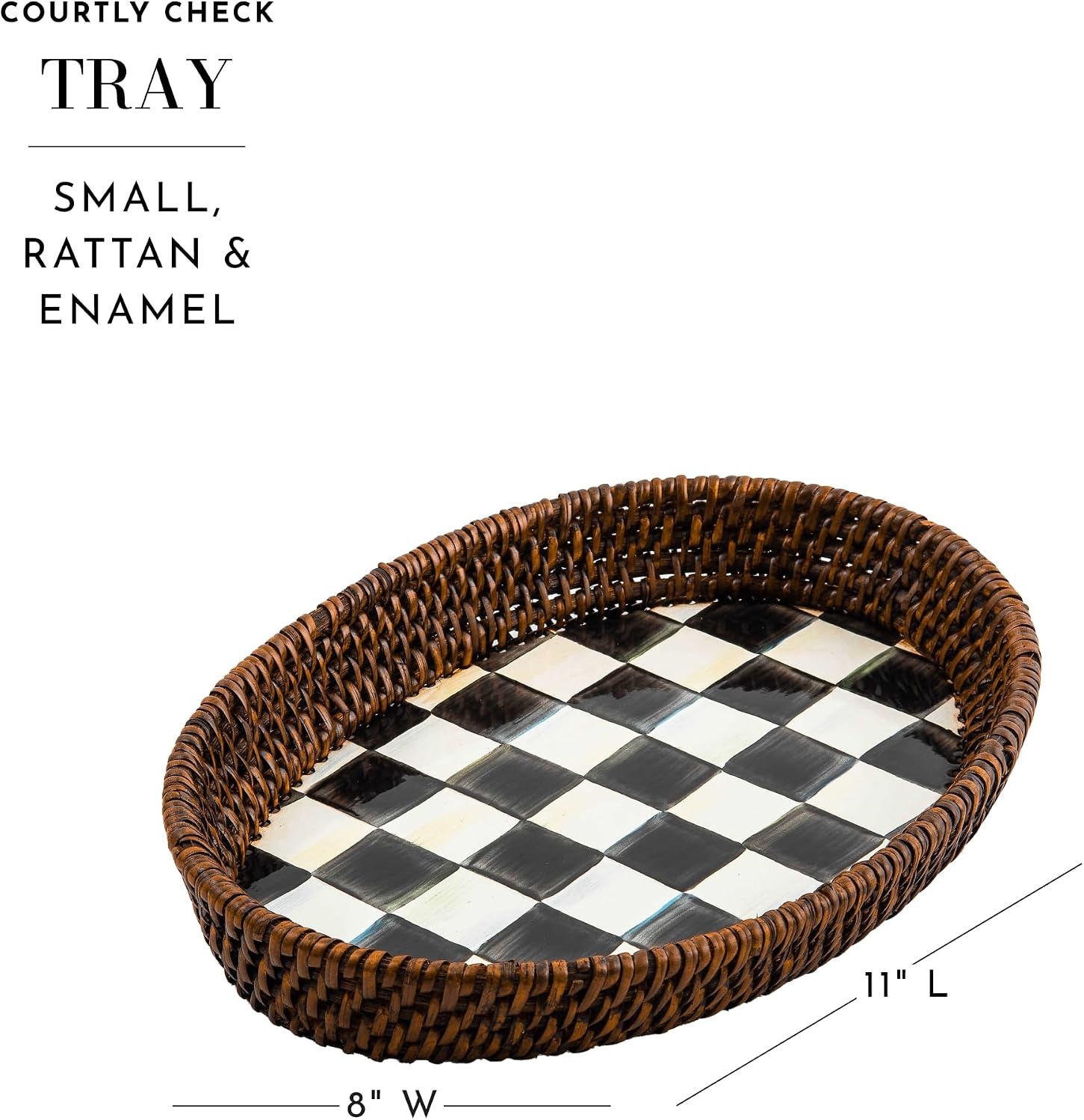 image:imageMacKenzieChilds Courtly Check Rattan amp Enamel Tray Small