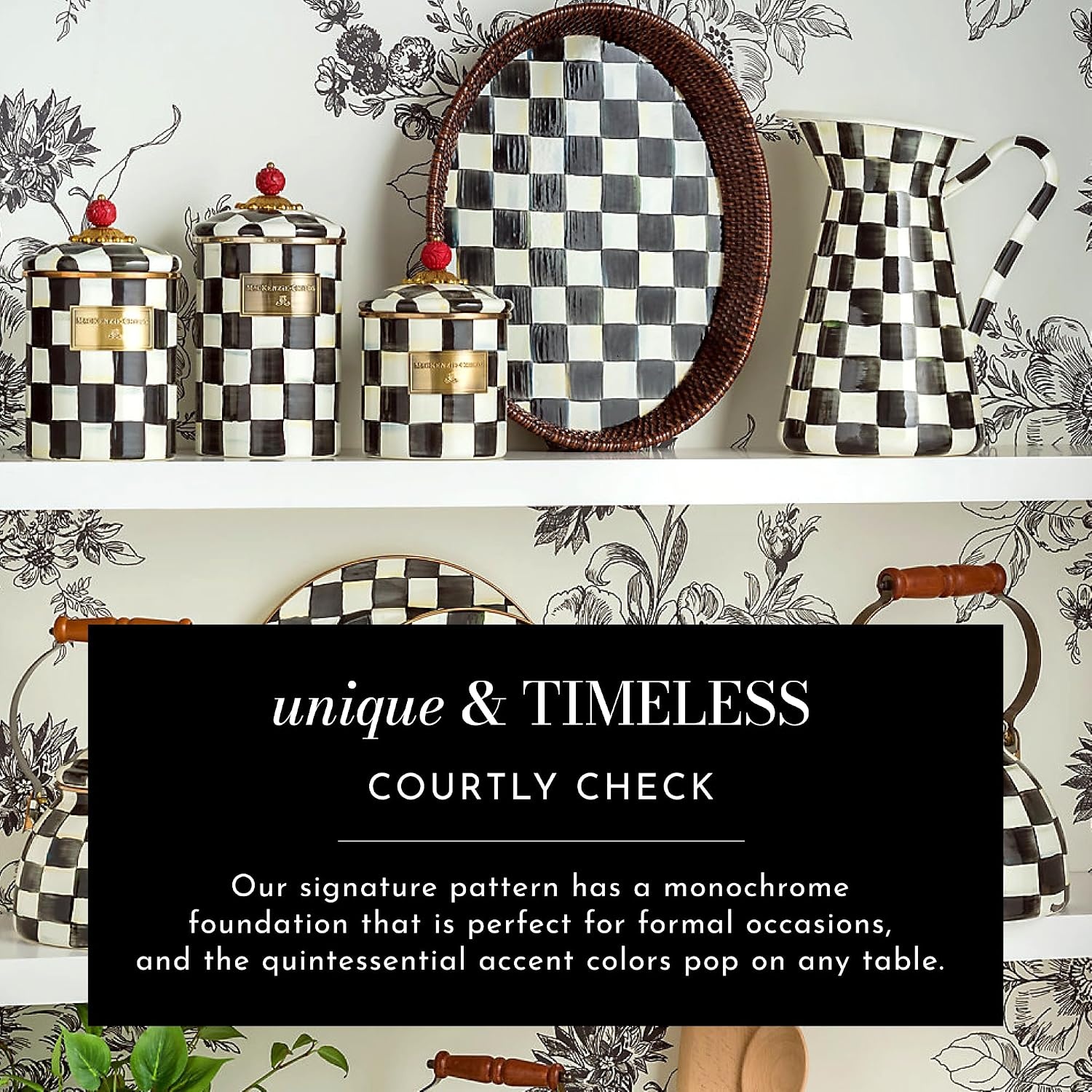 image:imageMacKenzieChilds Courtly Check Rattan amp Enamel Tray Small
