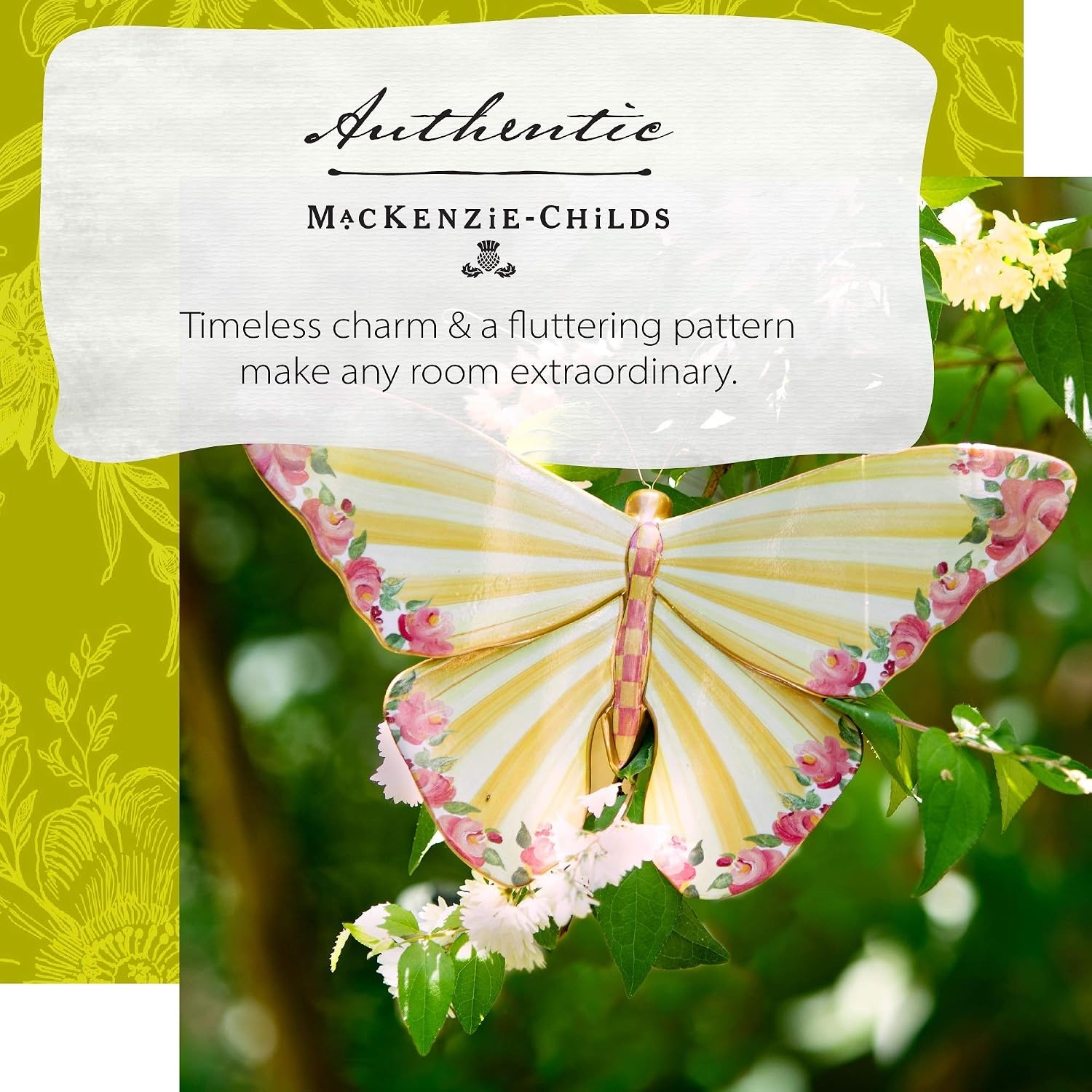 image:imageMacKenzieChilds Striped Awning Butterfly Wall Decoration Hanging Butterfly Decorations