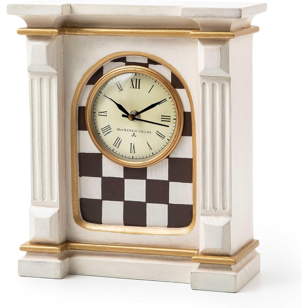 image:imageMACKENZIECHILDS Clock Decorative Clock for Kitchen and Living Room OffWhite Courtly Check Mantel