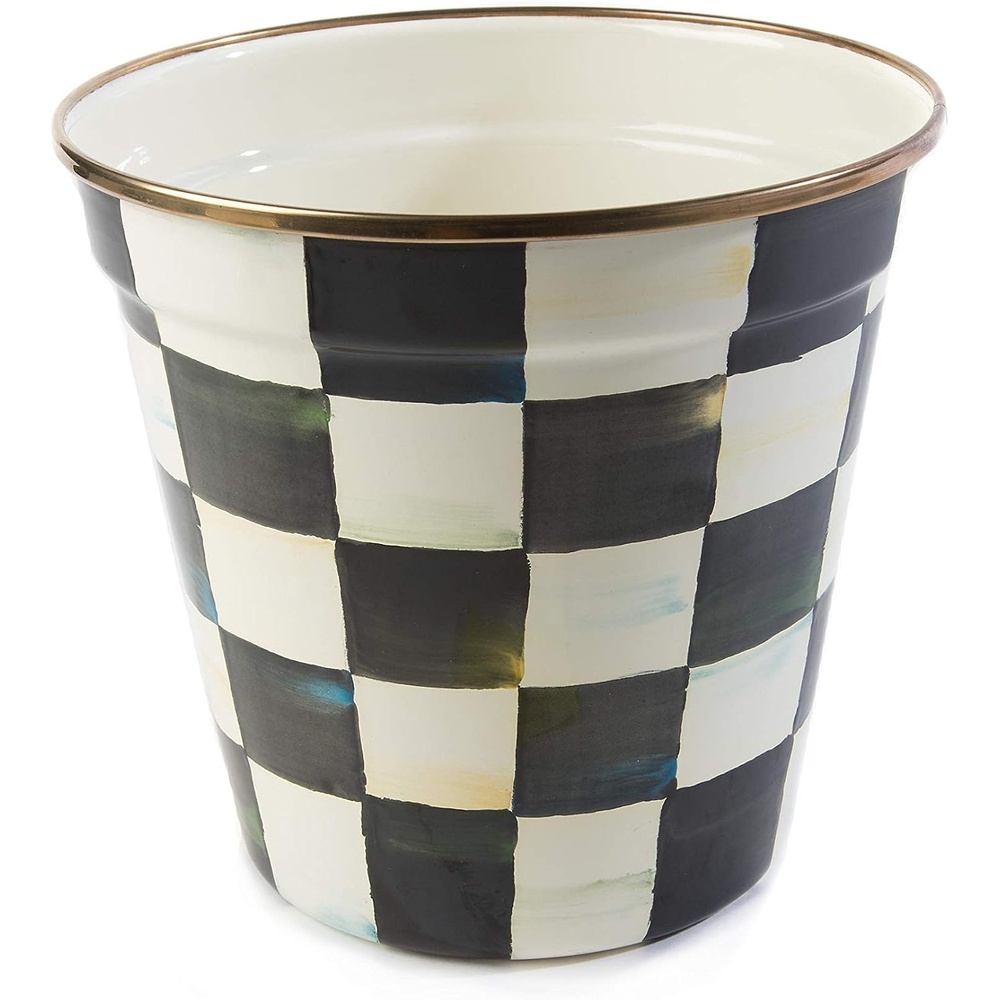 image:imageMACKENZIECHILDS Courtly Check Garden Pot BlackandWhite Decorative Indoor Planter Medium