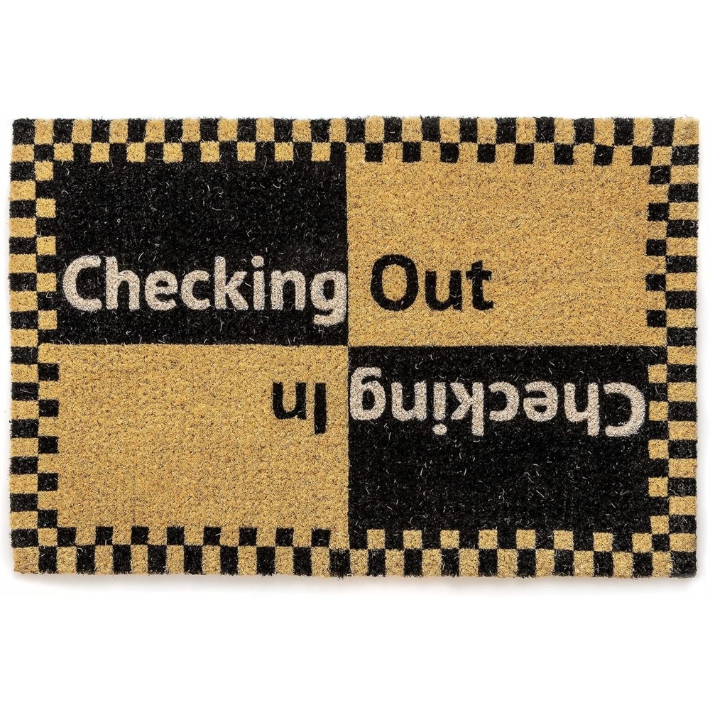 image:imageMACKENZIECHILDS Entrance Mat Decorative Outdoor Front Door Mat Coir Door Mat Checking in Checking Out