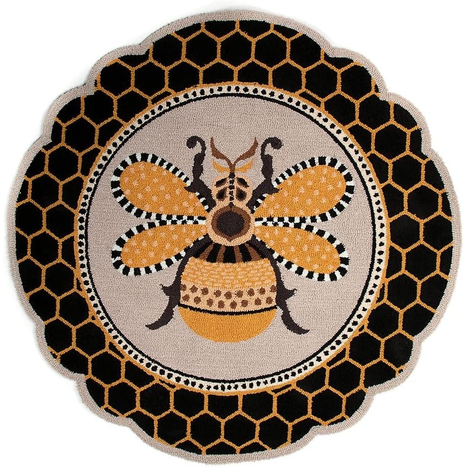 image:imageMACKENZIECHILDS Round Rug Soft Circle Rug for Cute Room Decor Queen Bee 4 Round