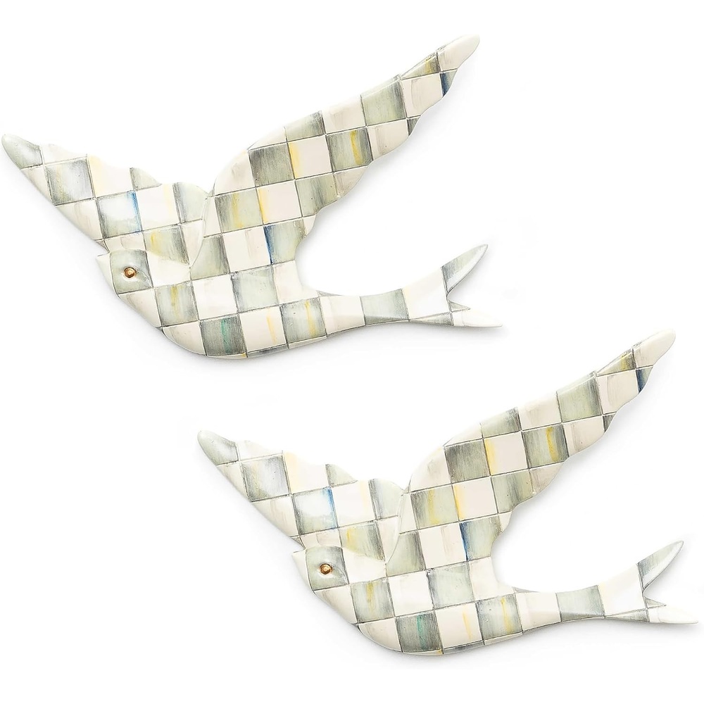image:imageMACKENZIECHILDS Sterling Check Swallowtail Duo Wall Decor BirdShaped Hanging Wall Art