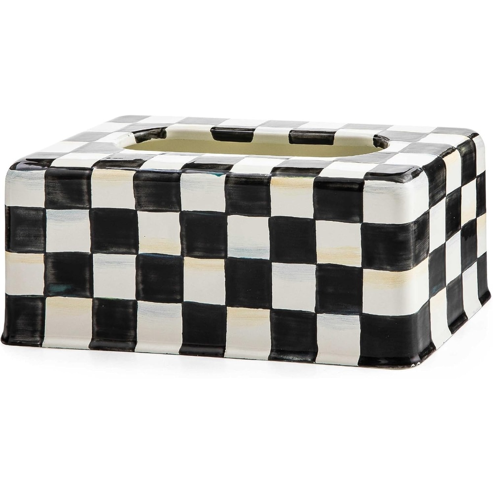 image:imageMACKENZIECHILDS TissueBox Cover Tissue Holder for Home Decor BlackandWhite Courtly Check RectangleCourtly Check