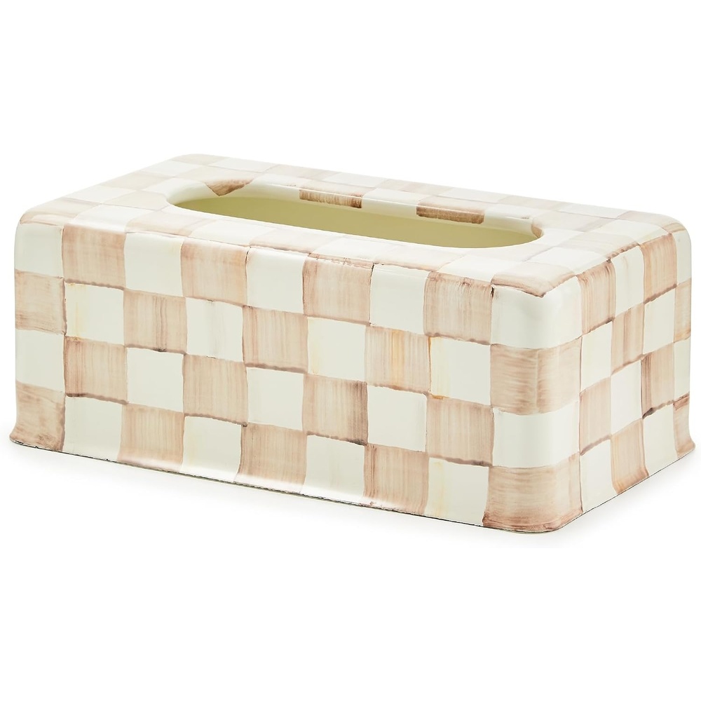 image:imageMACKENZIECHILDS TissueBox Cover Tissue Holder for Home Decor BlackandWhite Courtly Check RectangleMocha Check