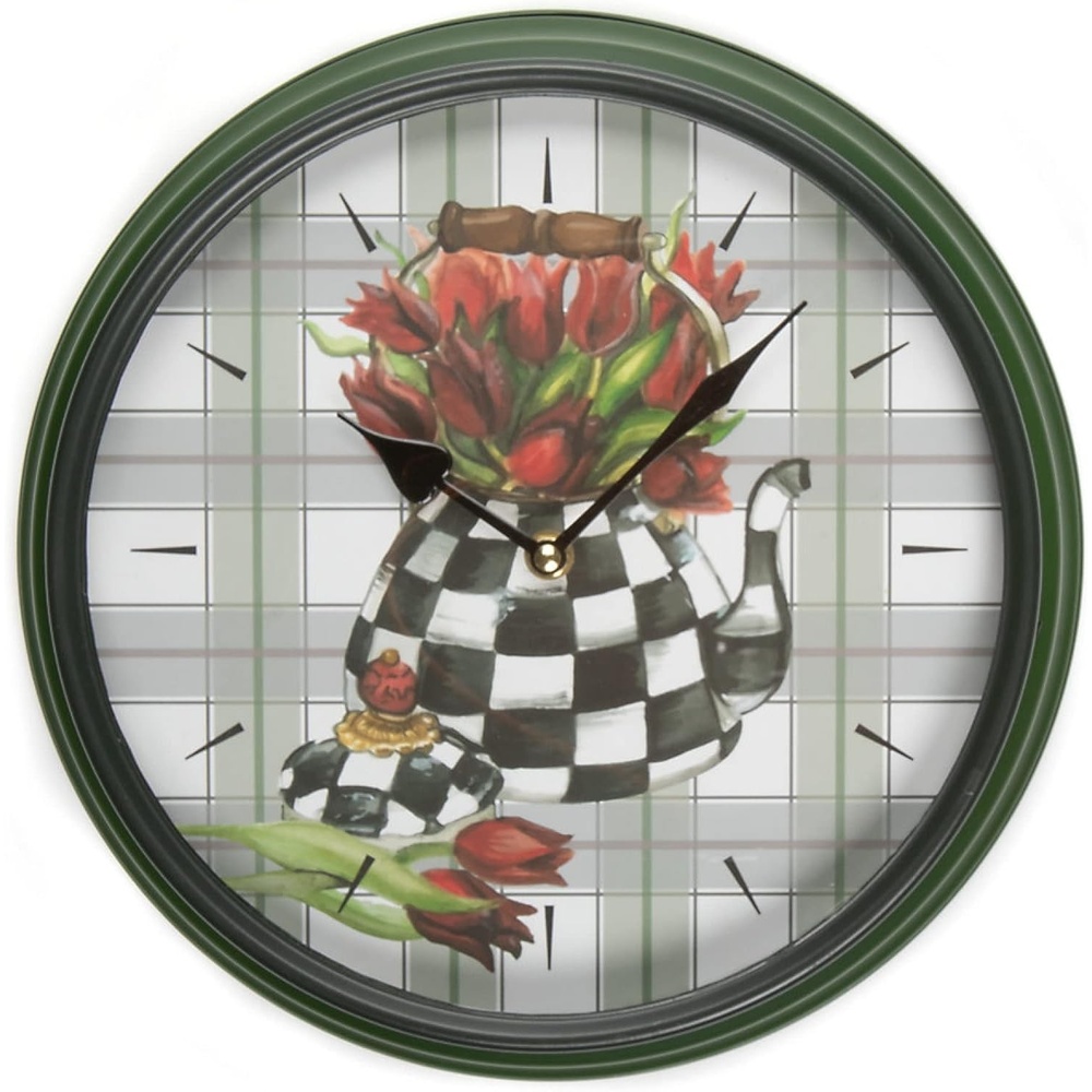 image:imageMACKENZIECHILDS Wall Clock Decorative Clock for Home or Office Tea Kettle Bouquet