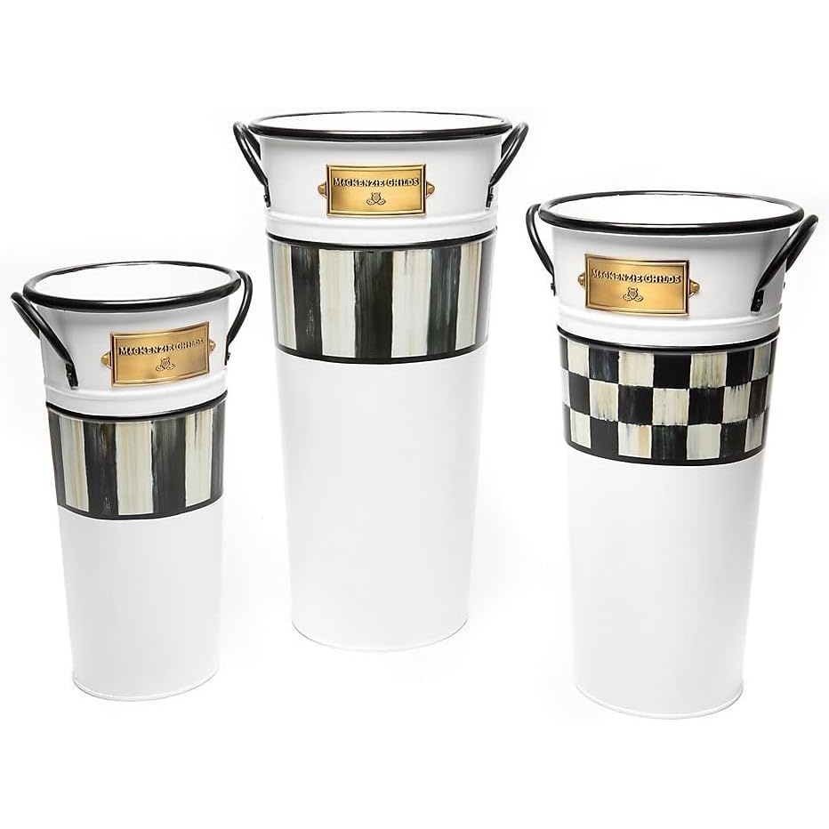 image:imageMacKenzieChilds Spectator Galvanized Flower Buckets Galvanized Bucket Decor Set of 3