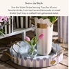 MACKENZIE-CHILDS Set of 2 Galvanized Metal Serving Trays with Handles, Black-and-White Courtly Stripe(Violet Stripe)