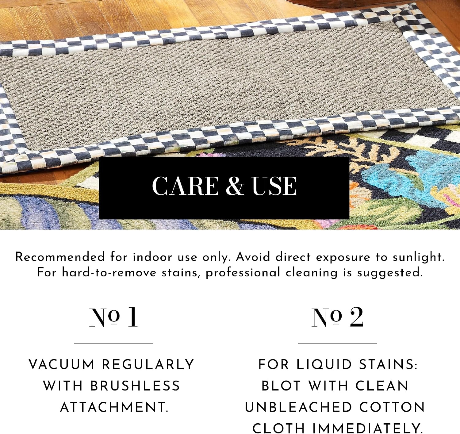 image:imageMACKENZIECHILDS Courtly Check Sisal Rug Indoor Rug for Bedroom and Kitchen Use 2 x 3