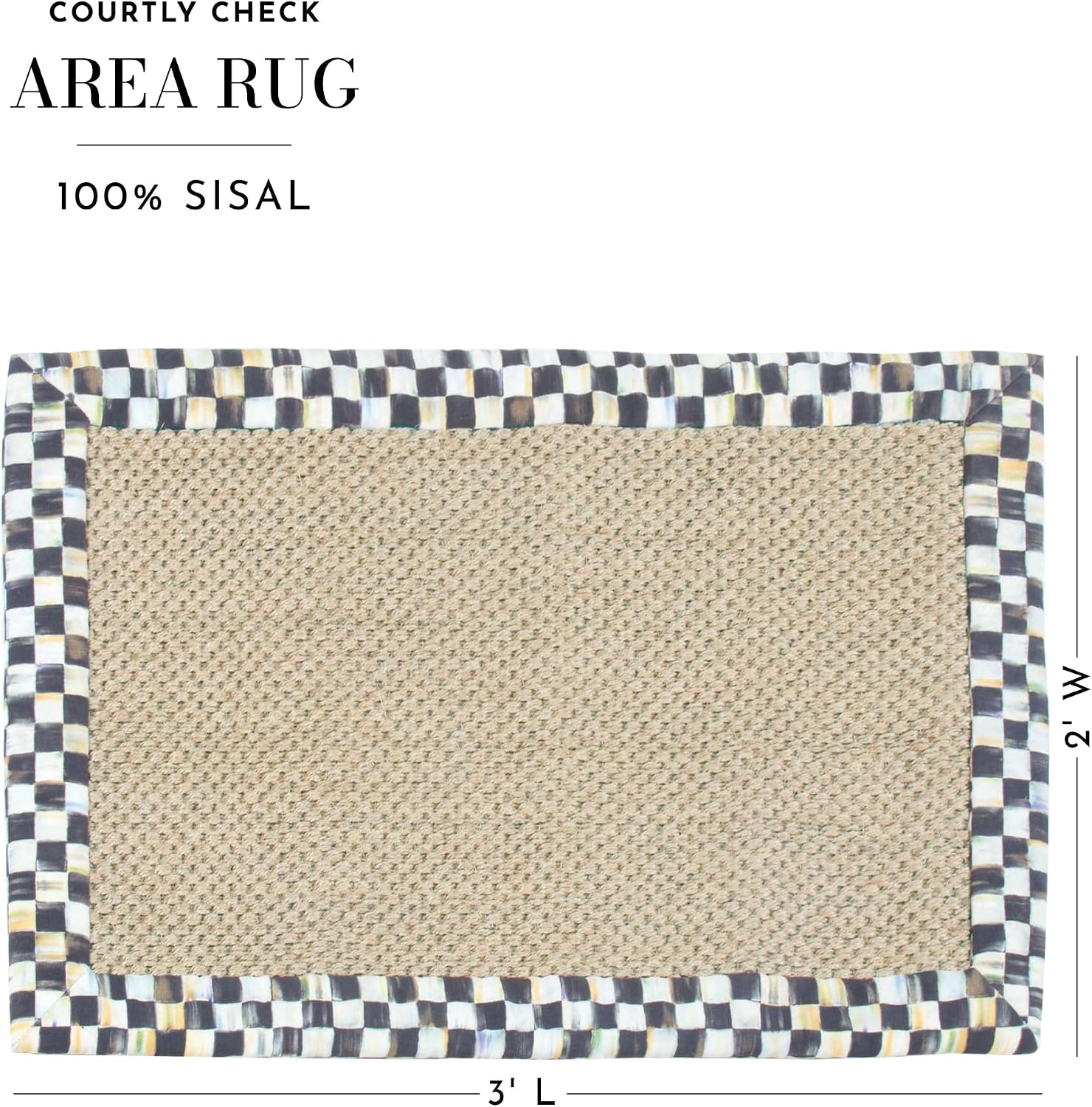 image:imageMACKENZIECHILDS Courtly Check Sisal Rug Indoor Rug for Bedroom and Kitchen Use 2 x 3