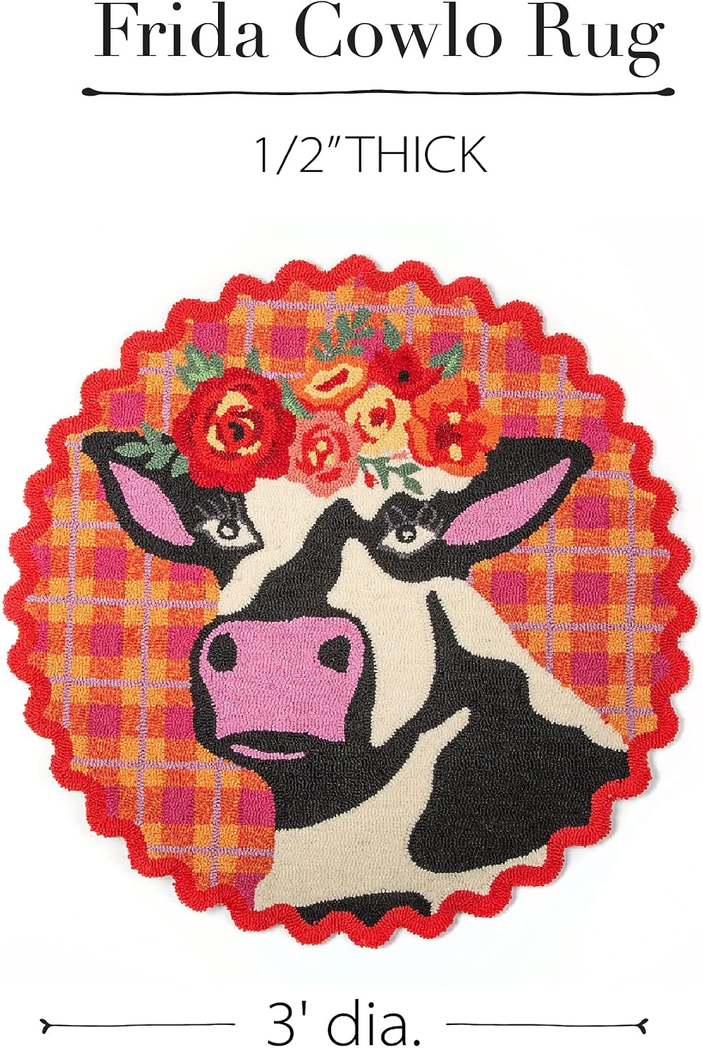 image:imageMACKENZIECHILDS Round Rug Soft Circle Rug for Cute Room DecorFrida Cowlo 3 Round