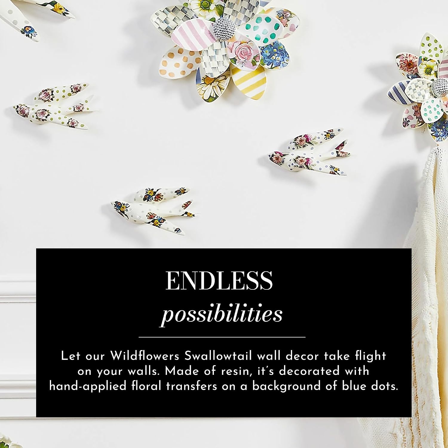 image:imageMACKENZIECHILDS Wildflowers Swallowtail Wall Decor BirdShaped Hanging Wall Art Blue