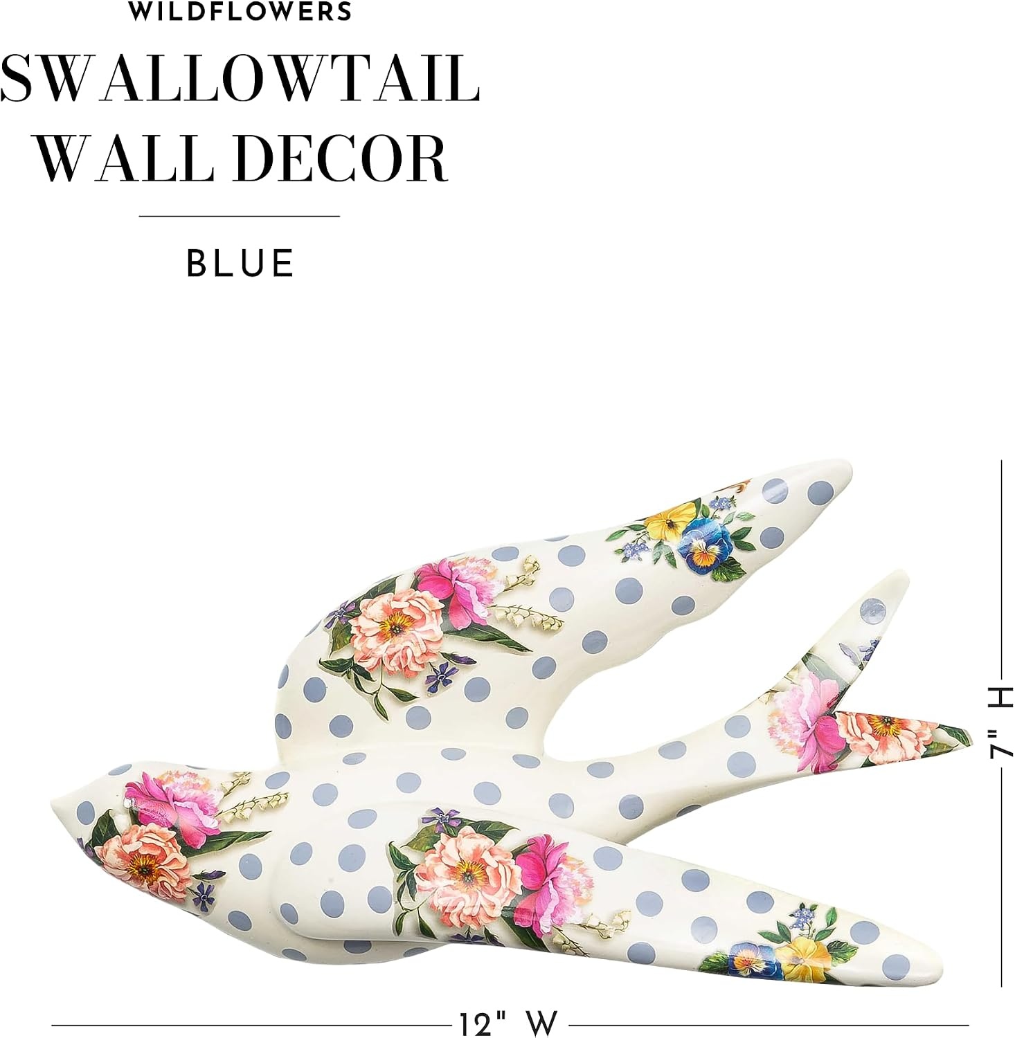 image:imageMACKENZIECHILDS Wildflowers Swallowtail Wall Decor BirdShaped Hanging Wall Art Blue