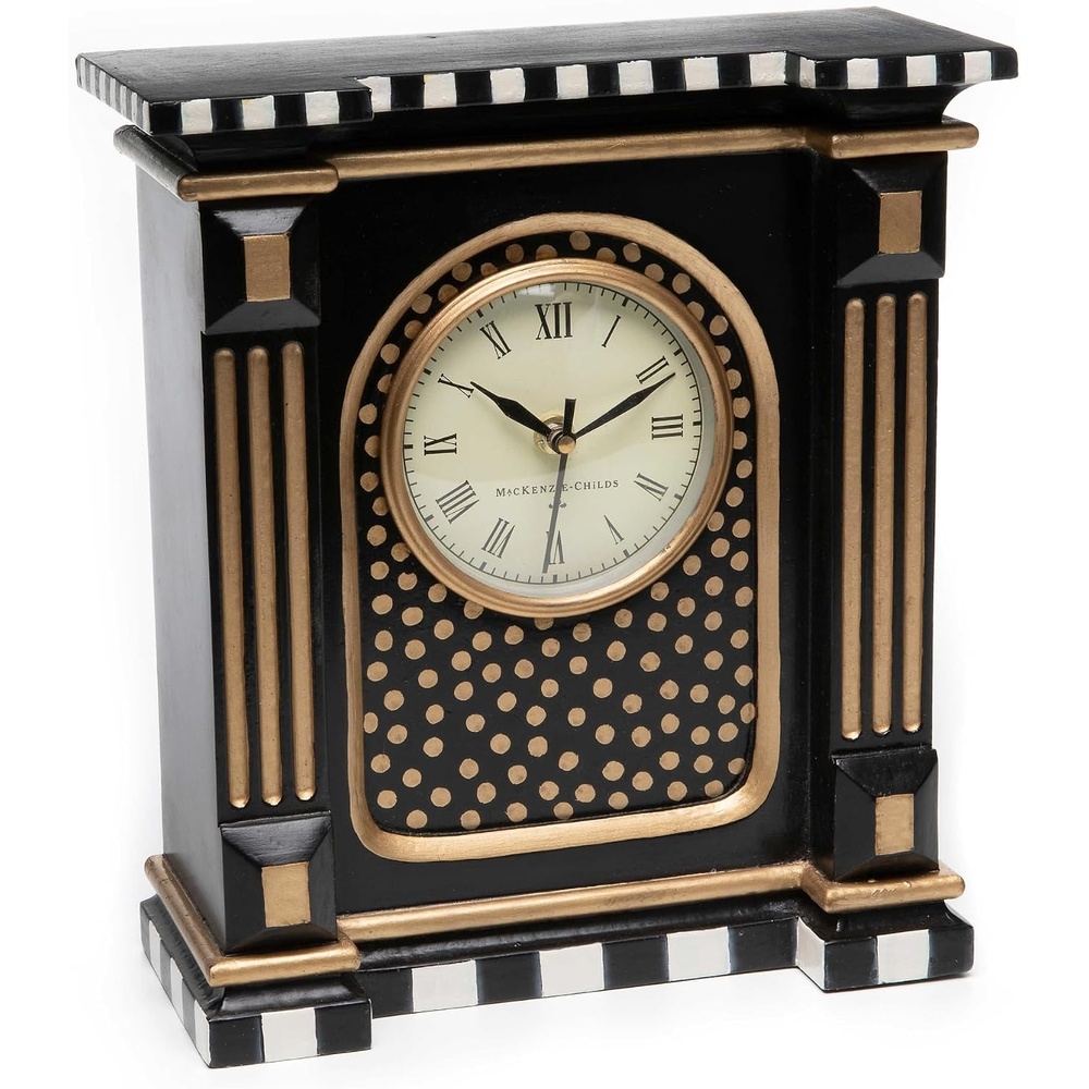 image:imageMACKENZIECHILDS Clock Decorative Clock for Kitchen and Living Room Black Courtly Check Mantel