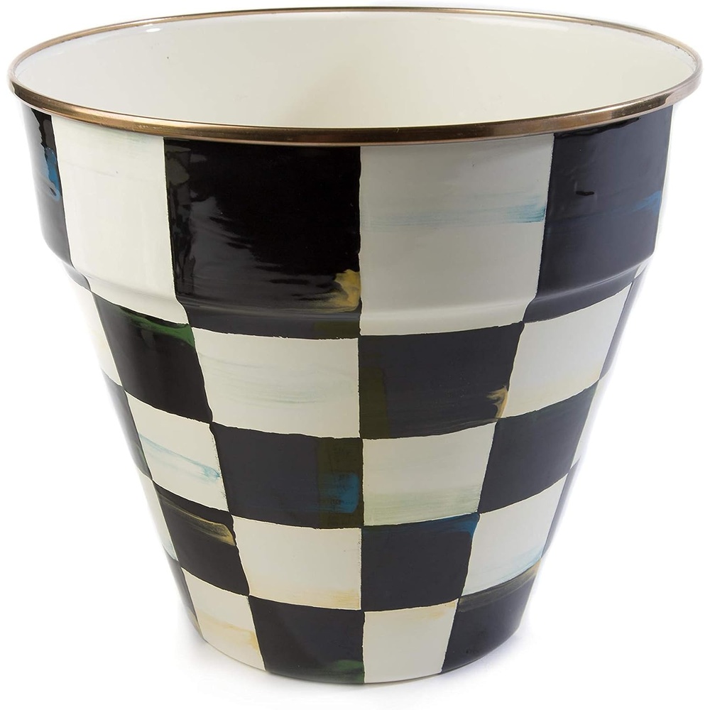 image:imageMACKENZIECHILDS Courtly Check Garden Pot BlackandWhite Decorative Indoor Planter Large