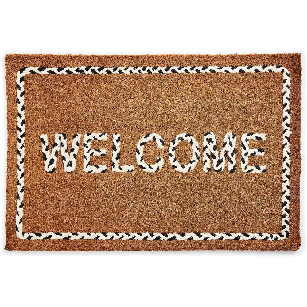 image:imageMACKENZIECHILDS Entrance Mat Decorative Outdoor FrontDoor Mat Coir Doormat Awning StripeBraided Welcome