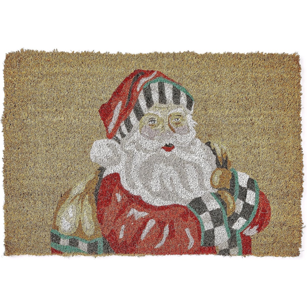 image:imageMACKENZIECHILDS Entrance Mat Decorative Outdoor FrontDoor Mat Coir Doormat Awning StripeSanta With Presents