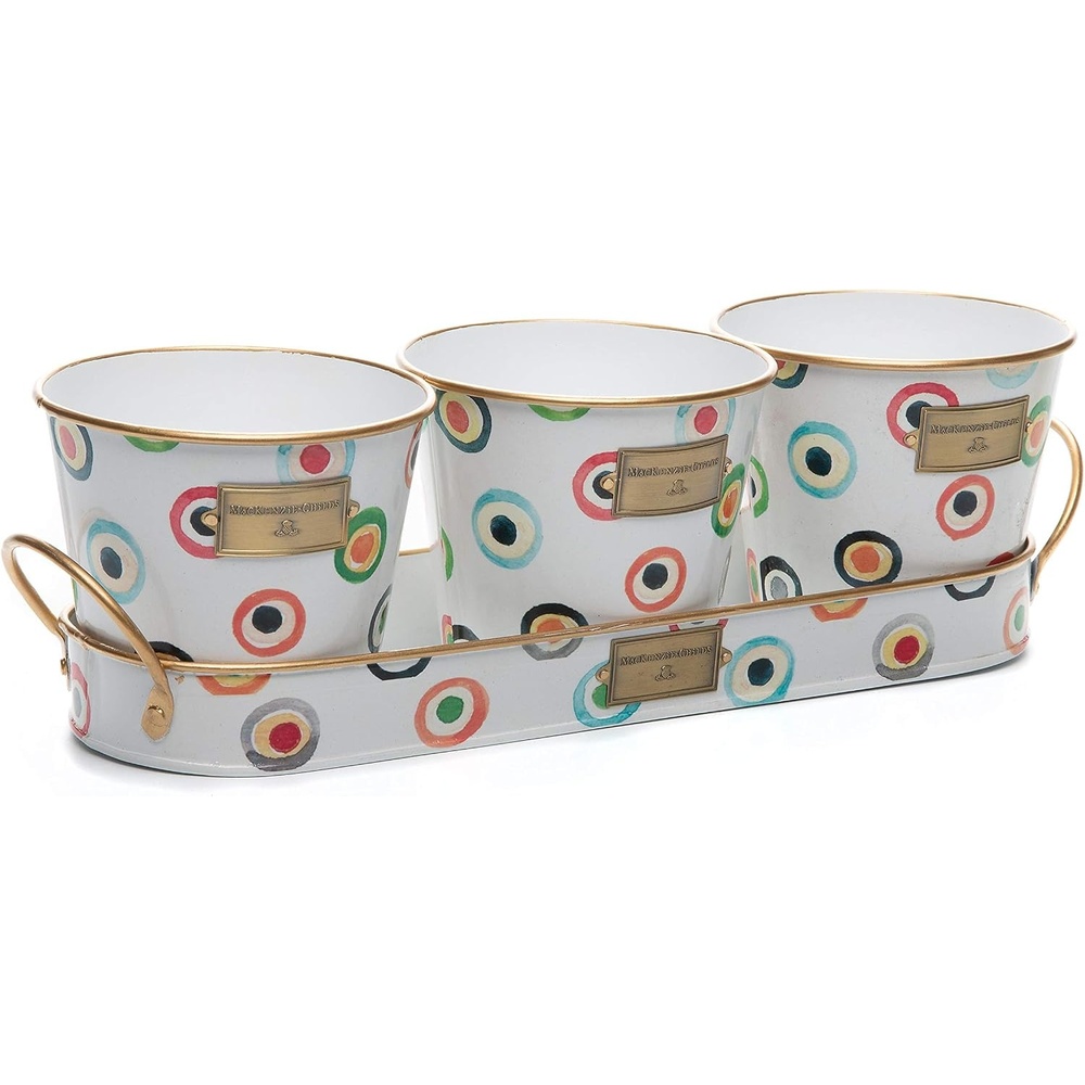 image:imageMACKENZIECHILDS Lunares Herb Pots with Tray Galvanized Pot for Indoor or Outdoor Plants Set of 3